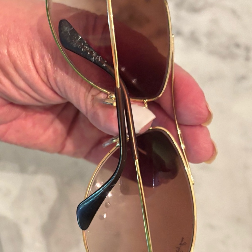 Ray-Ban Gold Frame Sunglasses with Dark Brown Lenses - Picture 4 of 5